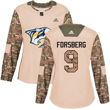 Adidas Nashville Predators #9 Filip Forsberg Camo Authentic 2017 Veterans Day Women's Stitched NHL Jersey