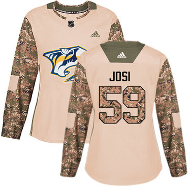 Adidas Nashville Predators #59 Roman Josi Camo Authentic 2017 Veterans Day Women's Stitched NHL Jersey