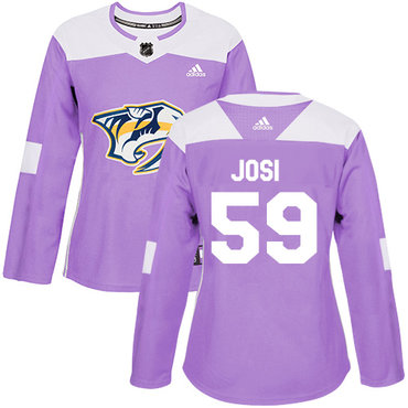 Adidas Nashville Predators #59 Roman Josi Purple Authentic Fights Cancer Women's Stitched NHL Jersey