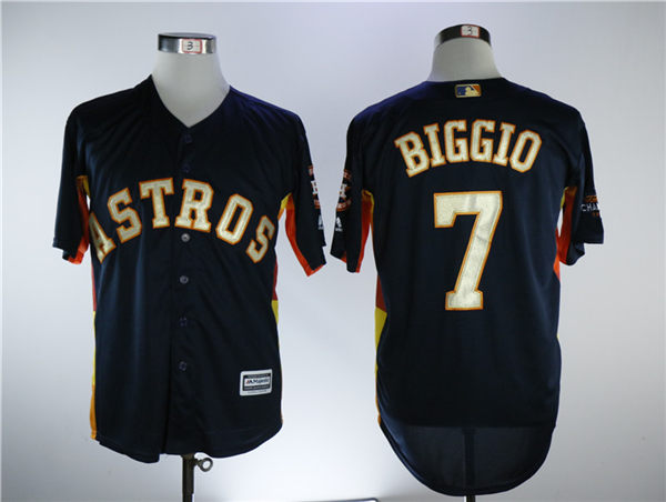 Men's Houston Astros #7 Craig Biggio Navy Blue New Gold Program Flexbase Stitched MLB Jersey