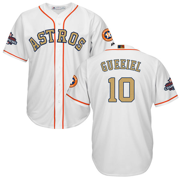 Men's Houston Astros #10 Yuli Gurriel White 2018 Gold Program Cool Base Stitched MLB Jersey