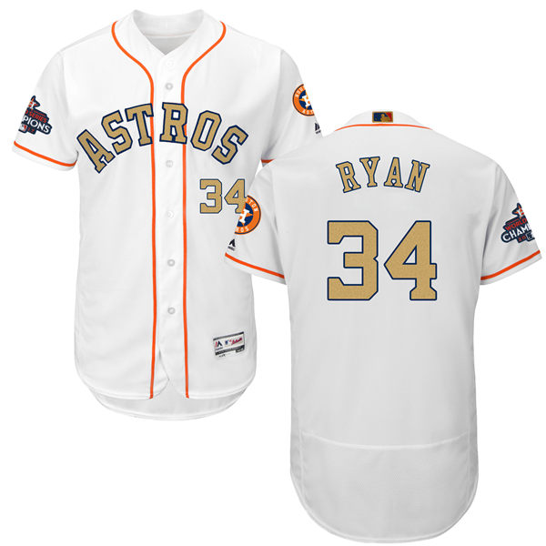 Men's Houston Astros #34 Nolan Ryan Gonzalez White 2018 Gold Program Flexbase Stitched MLB Jersey