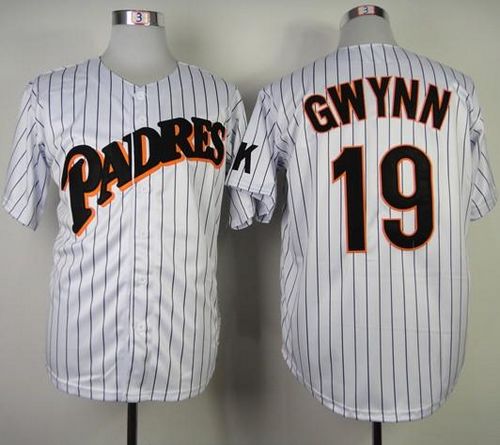 San Diego Padres #19 Tony Gwynn White(Blue strip) Stitched Throwback MLB Jersey