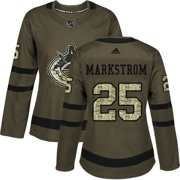 Adidas Vancouver Canucks #25 Jacob Markstrom Green Salute to Service Women's Stitched NHL Jersey