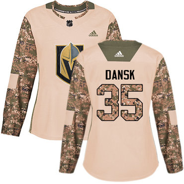 Adidas Vegas Golden Knights #35 Oscar Dansk Camo Authentic 2017 Veterans Day Women's Stitched NHL Jersey