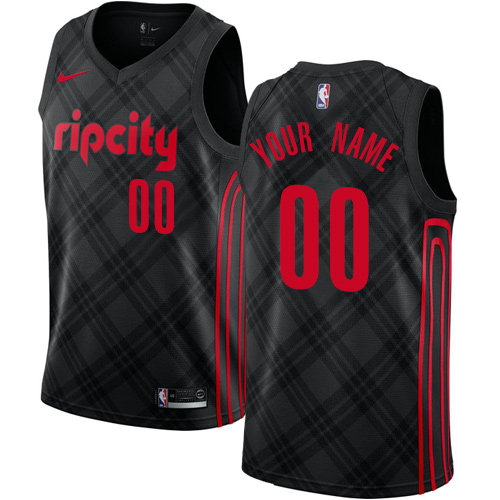 Men's Nike NBA Portland Trail Blazers City Edition Authentic Customized Black Jersey