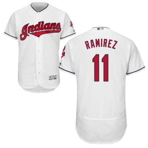 Men's Cleveland Indians #11 Jose Ramirez White Flexbase Authentic Collection Stitched MLB Jersey