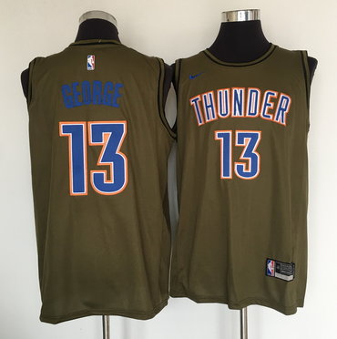 Oklahoma City Thunder #13 Paul George Olive Nike Swingman Jersey