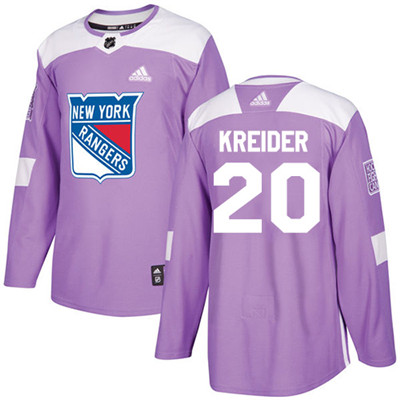 Adidas Detroit Rangers #20 Chris Kreider Purple Authentic Fights Cancer Stitched Youth NHL Jersey