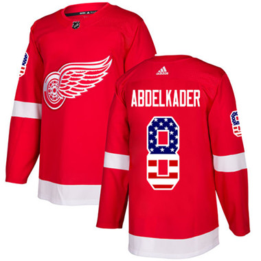 Adidas Detroit Red Wings #8 Justin Abdelkader Red Home Authentic USA Flag Stitched Youth NHL Jersey