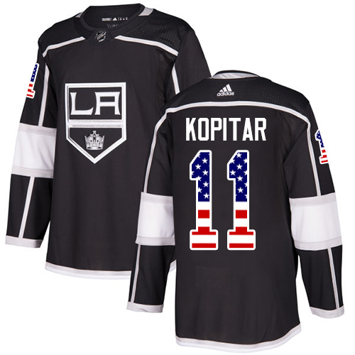 Adidas Los Angeles Kings #11 Anze Kopitar Black Home Authentic USA Flag Stitched Youth NHL Jersey