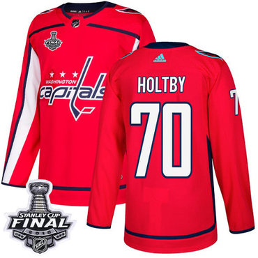 Adidas Capitals #70 Braden Holtby Red Home Authentic 2018 Stanley Cup Final Stitched NHL Jersey