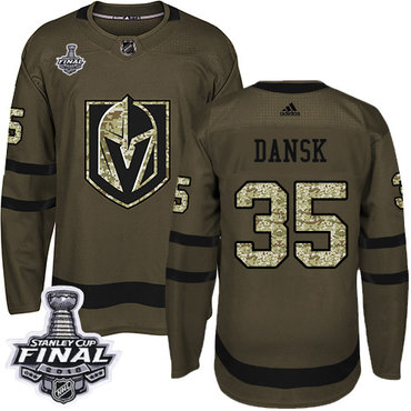 Adidas Golden Knights #35 Oscar Dansk Green Salute to Service 2018 Stanley Cup Final Stitched NHL Jersey