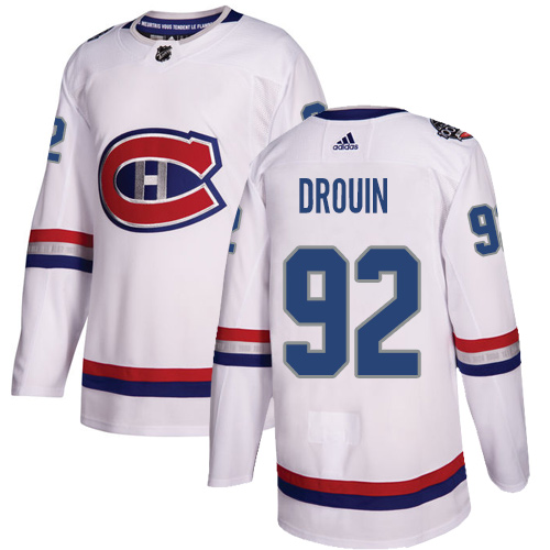 Adidas Montreal Canadiens #92 Jonathan Drouin White Authentic 2017 100 Classic Stitched Youth NHL Jersey