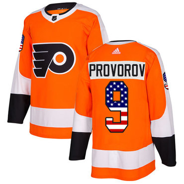 Adidas Philadelphia Flyers #9 Ivan Provorov Orange Home Authentic USA Flag Stitched Youth NHL Jersey