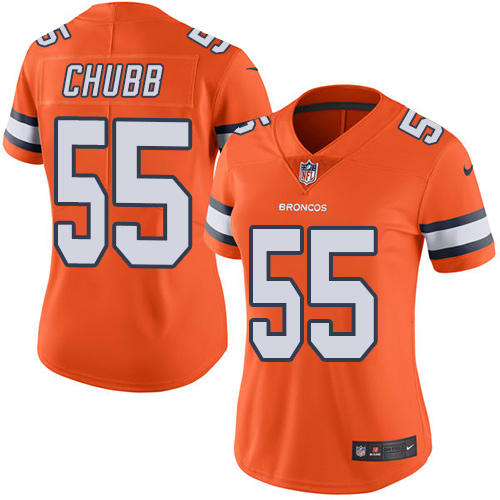 Nike Broncos #55 Bradley Chubb Orange Women's Stitched NFL Limited Rush Jersey