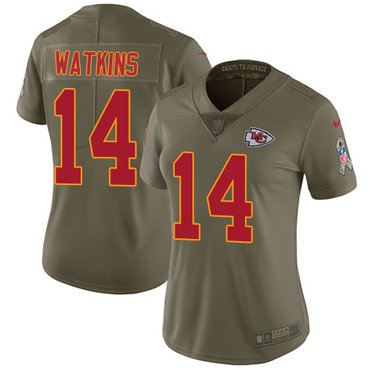 Nike Chiefs #14 Sammy Watkins Olive Women's Stitched NFL Limited 2017 Salute to Service Jersey