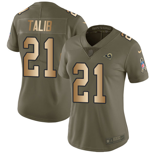 Nike Rams #21 Aqib Talib Olive Gold Women's Stitched NFL Limited 2017 Salute to Service Jersey