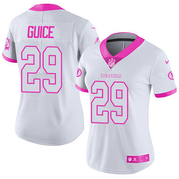 Nike Redskins #29 Derrius Guice White Pink Women's Stitched NFL Limited Rush Fashion Jersey