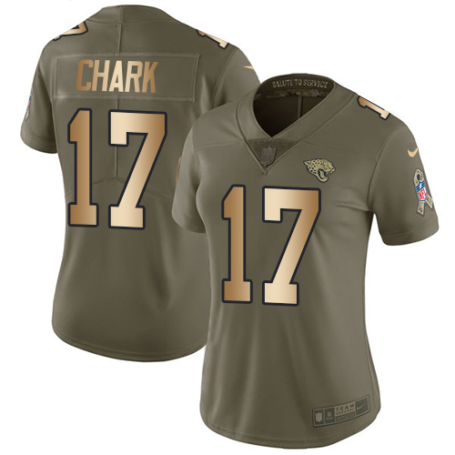 Nike Jaguars #17 DJ Chark Olive Gold Women's Stitched NFL Limited 2017 Salute to Service Jersey