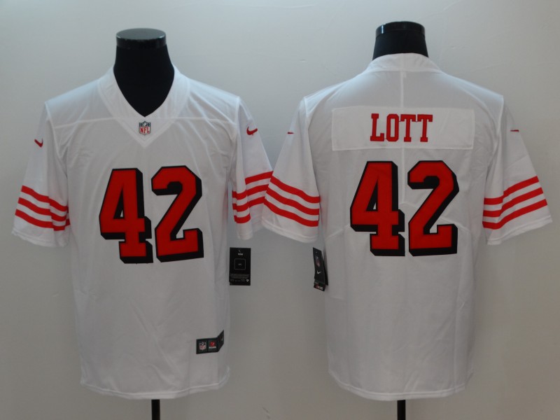 Nike San Francisco 49ers #42 Ronnie Lott White Color Rush Vapor Untouchable Limited New Throwback Jersey