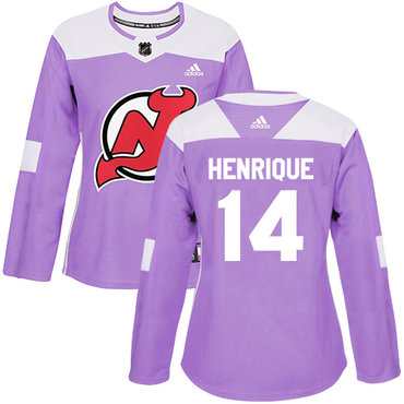 Adidas New Jersey Devils #14 Adam Henrique Purple Authentic Fights Cancer Women's Stitched NHL Jersey