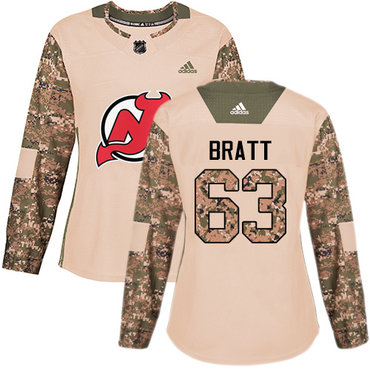 Adidas New Jersey Devils #63 Jesper Bratt Camo Authentic 2017 Veterans Day Women's Stitched NHL Jersey