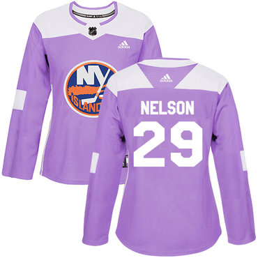 Adidas New York Islanders #29 Brock Nelson Purple Authentic Fights Cancer Women's Stitched NHL Jersey