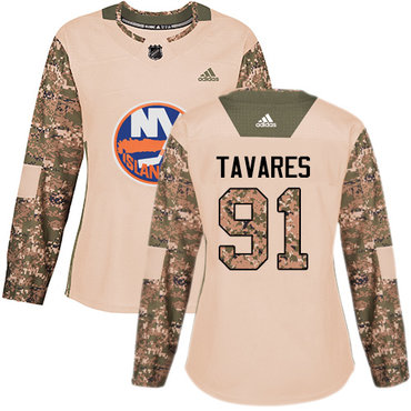 Adidas New York Islanders #91 John Tavares Camo Authentic 2017 Veterans Day Women's Stitched NHL Jersey