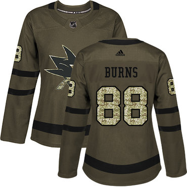 Adidas San Jose Sharks #88 Brent Burns Green Salute to Service Women's Stitched NHL Jersey