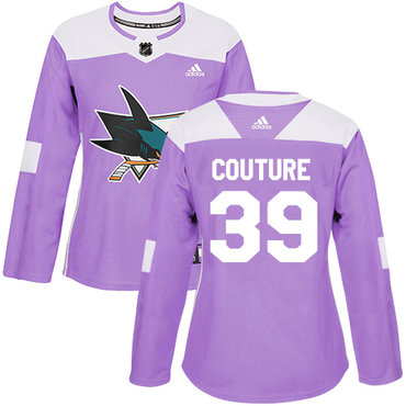 Adidas San Jose Sharks #39 Logan Couture Purple Authentic Fights Cancer Women's Stitched NHL Jersey