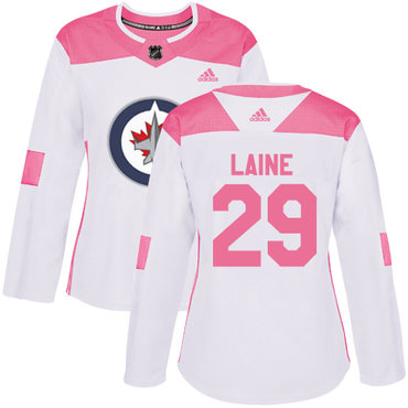 Adidas Winnipeg Jets #29 Patrik Laine White Pink Authentic Fashion Women's Stitched NHL Jersey