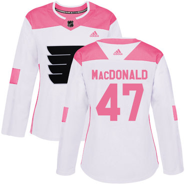 Adidas Philadelphia Flyers #47 Andrew MacDonald White Pink Authentic Fashion Women's Stitched NHL Jersey