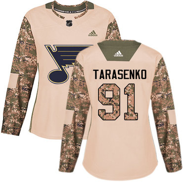 Adidas St.Louis Blues #91 Vladimir Tarasenko Camo Authentic 2017 Veterans Day Women's Stitched NHL Jersey