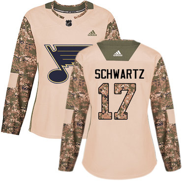 Adidas St.Louis Blues #17 Jaden Schwartz Camo Authentic 2017 Veterans Day Women's Stitched NHL Jersey