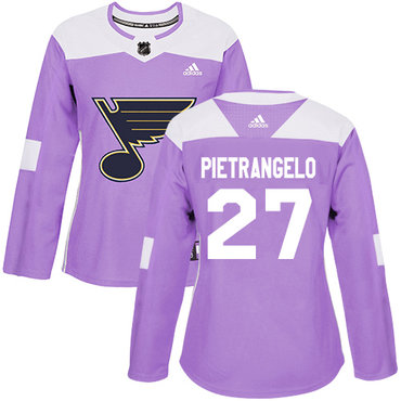 Adidas St.Louis Blues #27 Alex Pietrangelo Purple Authentic Fights Cancer Women's Stitched NHL Jersey