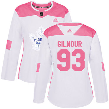 Adidas Toronto Maple Leafs #93 Doug Gilmour White Pink Authentic Fashion Women's Stitched NHL Jersey