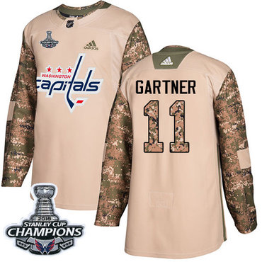 Adidas Washington Capitals #11 Mike Gartner Camo Authentic 2017 Veterans Day Stanley Cup Final Champions Stitched NHL Jersey