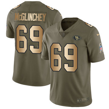 Nike 49ers #69 Mike McGlinchey Olive Gold Men's Stitched NFL Limited 2017 Salute To Service Jersey