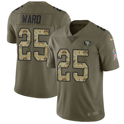 Nike 49ers #25 Jimmie Ward Olive Camo Men's Stitched NFL Limited 2017 Salute To Service Jersey