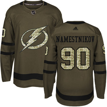 Adidas Lightning #90 Vladislav Namestnikov Green Salute to Service Stitched NHL Jersey