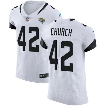 Nike Jacksonville Jaguars #42 Barry Church White Men's Stitched NFL Vapor Untouchable Elite Jersey