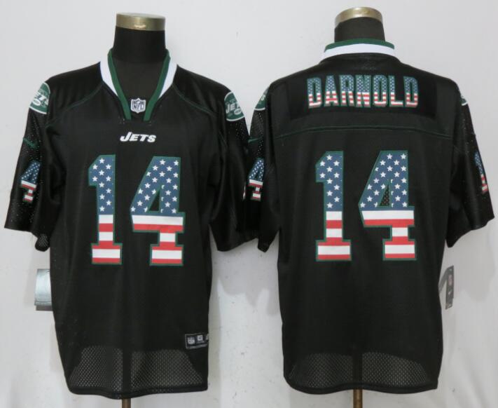 Nike New York Jets #14 Darnold USA Flag Fashion Black Elite Jersey