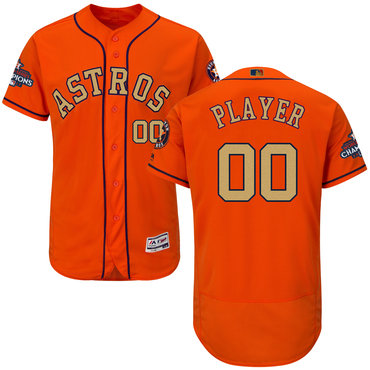 Houston Astros Orange 2018 Gold Program Men's Customized Flexbase Jersey