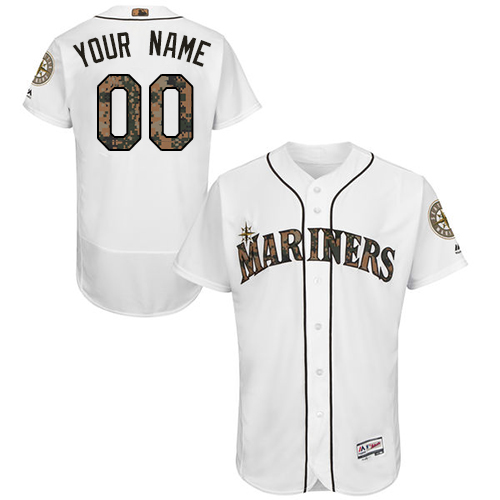 Seattle Mariners White Memorial Day Men's Customized Flexbase Jersey