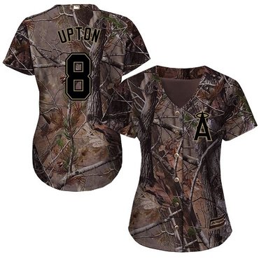 Angels #8 Justin Upton Camo Realtree Collection Cool Base Women's Stitched Baseball Jersey