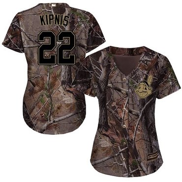 Cleveland Indians #22 Jason Kipnis Camo Realtree Collection Cool Base Women's Stitched Baseball Jersey