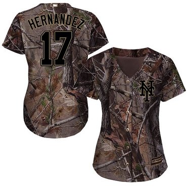 New York Mets #17 Keith Hernandez Camo Realtree Collection Cool Base Women's Stitched Baseball Jersey