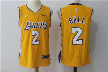 Nike Los Angeles Lakers #2 Lonzo Ball Yellow Stitched NBA Jersey