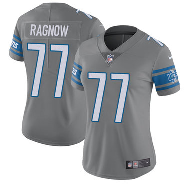 Nike Detroit Lions #77 Frank Ragnow Gray Women's Stitched NFL Limited Rush Jersey